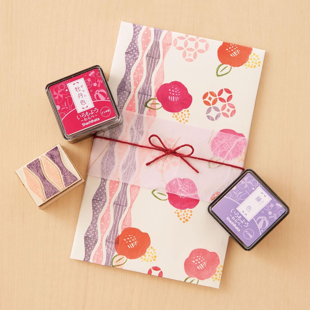 IROMOYO WARABE Stamp PAD, Small Traditional Japanese Ink Colour, Oil-Based Ink pad - RED