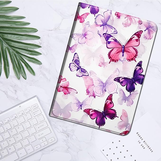 for All-New Kindle Fire 7 Tablet Case (12th Gen, 2022 Release),Slim Lightweight Smart Shell Stand Cover with Auto Wake/Sleep for Amazon Fire 7 Kids Tablet,Purple Blue Butterfly