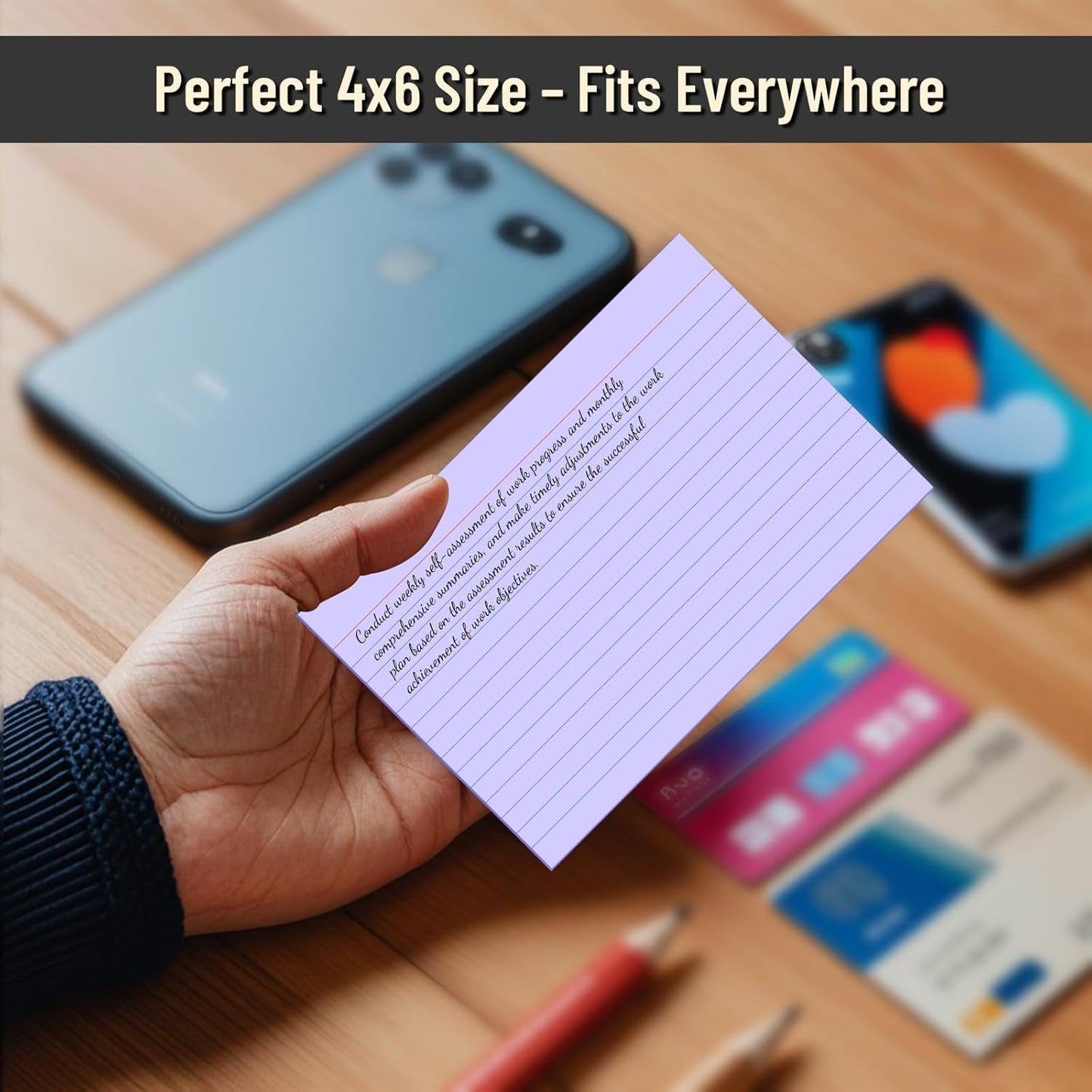 200 Pcs Index Cards 4 x 6 Inch Ruled Purple Index Cards, College Ruled Flash Cards for School, College, Office and Home Organization, Durable Study To Do List Note Cards with Ruled Lines, 5 Pack of 40