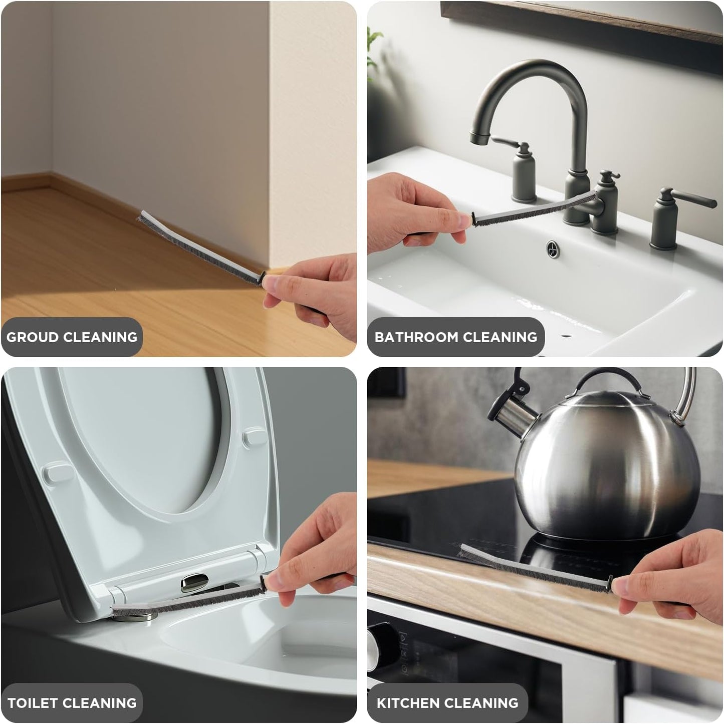 Crevice Cleaning Brush, ByAnciel Pack of 8 Multi-Purpose Brush Tool, Stiff Bristle Crevice Brush for Home Use Bathroom Tile Kitchen Practical and Durable Easy to Clean