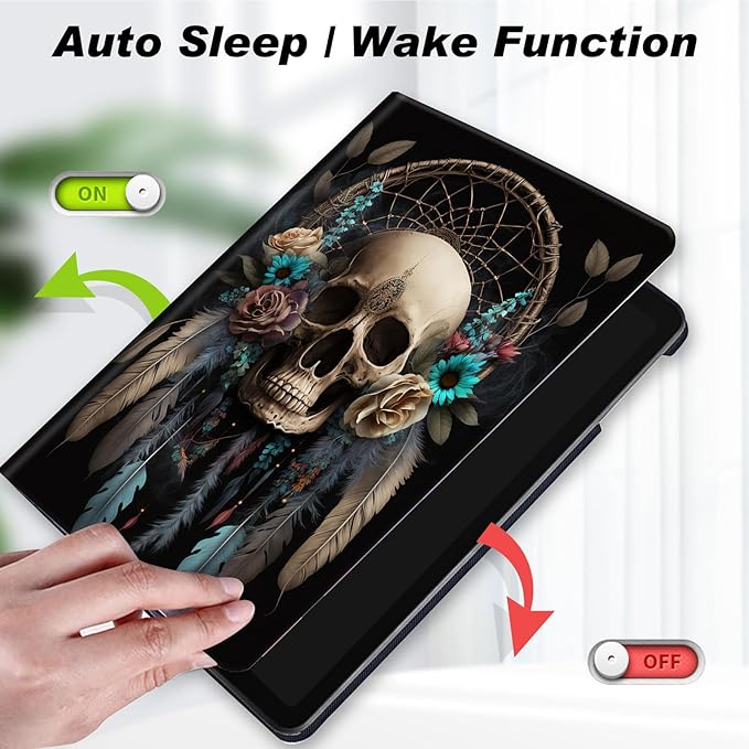 for Amazon Kindle Fire Max 11 Case (13th Generation, 2023 Release) 11",Slim Lightweight Smart Shell Stand Cover with Auto Wake/Sleep for All-New Fire 11 Max Tablet,Dream Catcher Skull