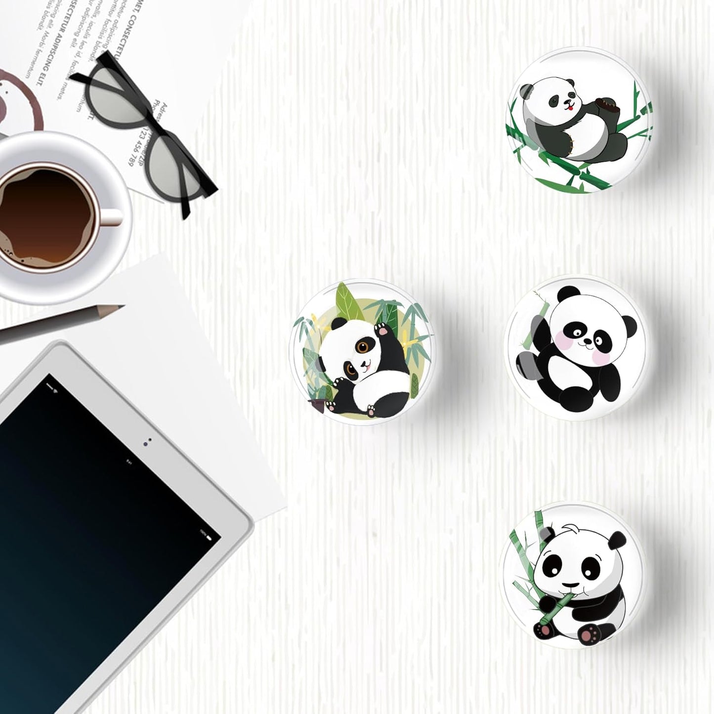 12Pcs Glass Refrigerator Magnet Fridge Sticker,Panda Fridge Magnets Decoration for Crafts,Strong Fridge Magnets for Kitchen, School,Office Whiteboard, Cabinet and Dishwasher