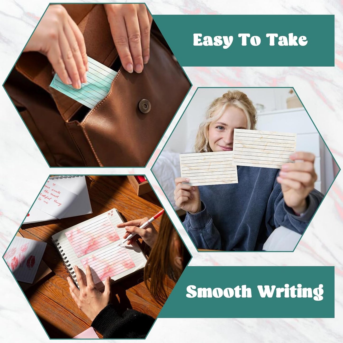 100 Pack Colored Index Cards 3x5 Marble Notecards Lined FlashCards for Studying Heavy Note Cards 180 gsm Memo Cards for Office Home School Supplies