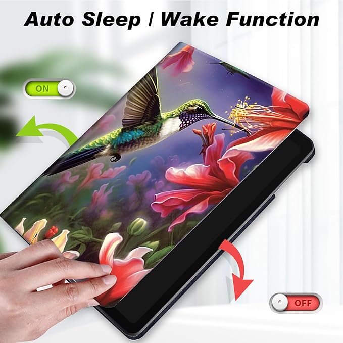 for Amazon Kindle Fire Max 11 Case (13th Generation, 2023 Release) 11",Slim Lightweight Smart Shell Stand Cover with Auto Wake/Sleep for All-New Fire 11 Max Tablet,Hummingbird Red Flower