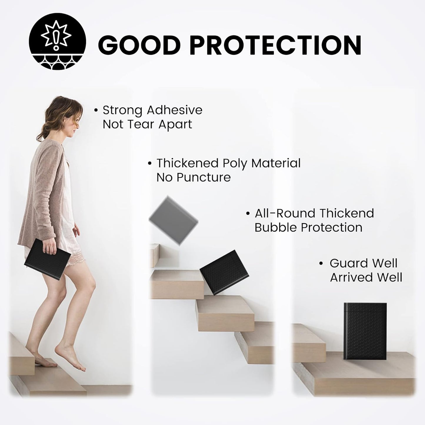 Fuxury Bubble Mailers 6x10“ 600 Pack Black Padded Envelopes Usable Size 6x9" Thick Mailing Envelopes Bubble Padded, Shipping Bags for Mailing,Packaging, Small Business, Boutique, Bulk #0