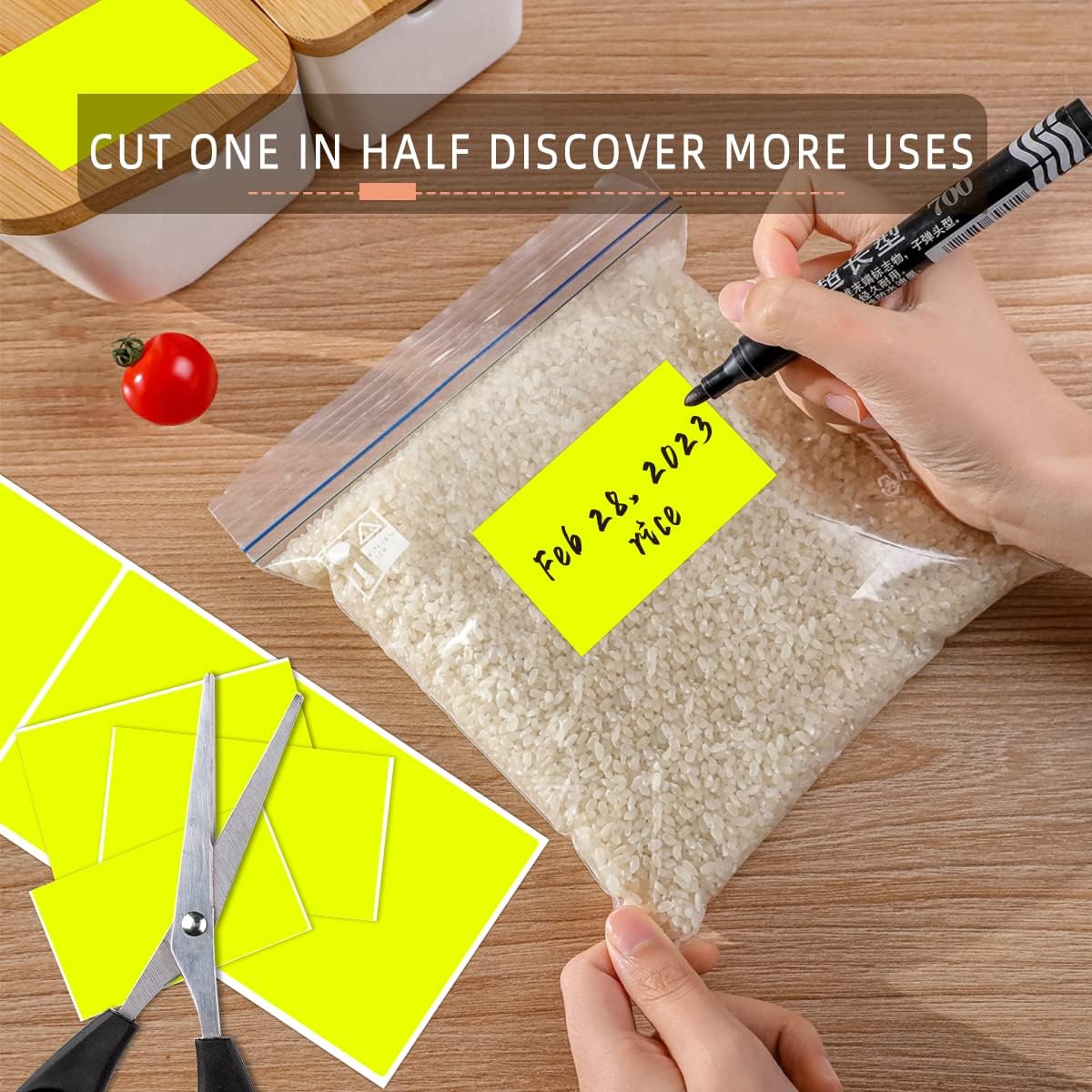 PARLAIM 3" x 5" Rectangle Adhesive Color Code Stickers,500 per Dispenser Box Roll Square Label Inventory Stickers (Fluorescent Yellow)