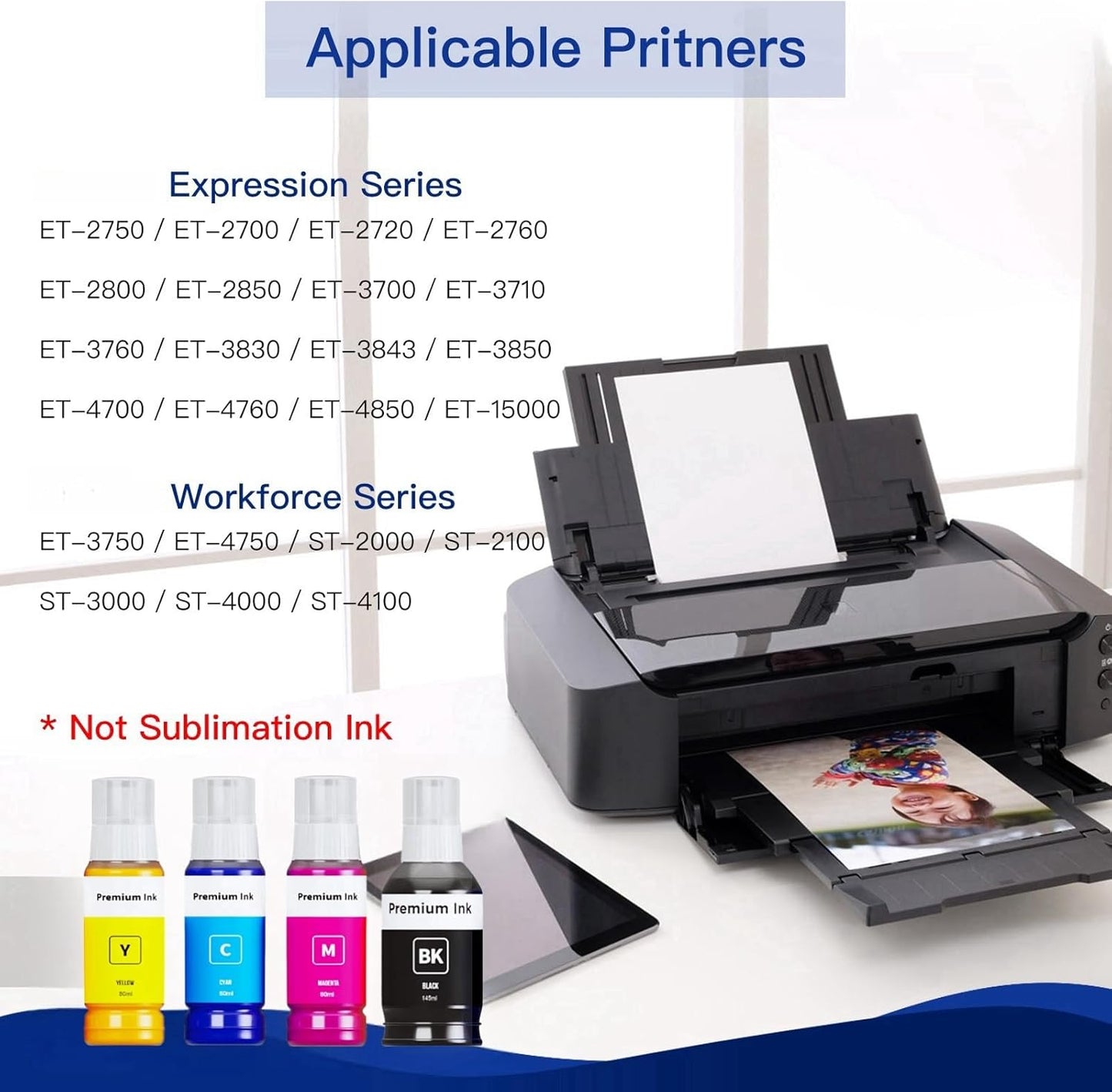 502 Ink Refill Bottles for Ecotank et 15000, ET-2850, ET-3850, ET-4850, ET-3830, ET-4760, Workforce ET-2750, ET-3750, ET-4750