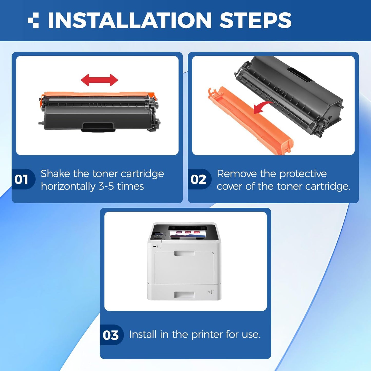 TN433 Toner Cartridge 4-Pack Replacement Compatible for Brother TN-433 TN431 TN436 MFC-L8900CDW MFC-L8690CDW HL-L8360CDW HL-L8260CDW MFC-L8610CDW MFC-L8905CDW MFC-L9570CDW HL-L8360CDWT Printer Set Ink