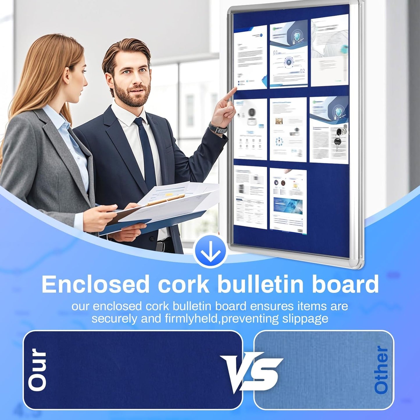 Magula 36"x24" Enclosed Bulletin Board Tamper-Proof Dispaly Case, Aluminium Frame, Shatter Resistant Lockable Bulletin Board, Lockable Noticeboard for School, Office, Commercial, Hospital etc