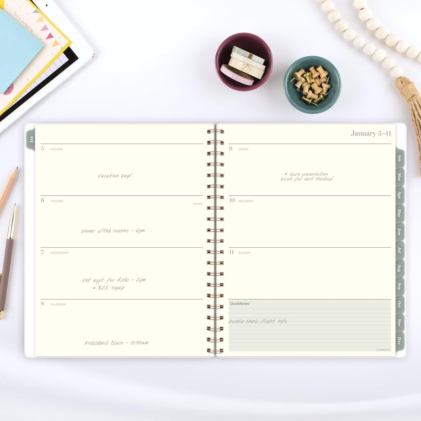 Cambridge 2026 Planner, Weekly & Monthly, 8-1/2" x 11", Large, Serene (1766-905-26)