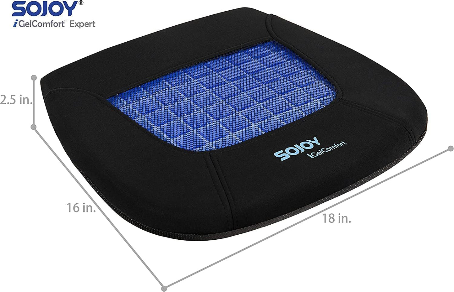 Sojoy iGelComfort Gel Car Seat Cushion for Long Time Sitting Portable Bleacher Stadium Seat Cushion with Strap Memory Foam Cushion for Office,Car,Stadium