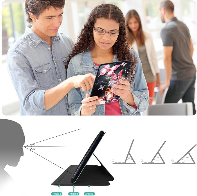 for All-New Amazon Kindle Fire HD 10 Tablet Case (13th Generation, 2023 Release) 10.1", 360 Degree Rotating Stand Cover with Auto Wake Sleep Case for Fire Tablet 10 2023,Butterfly Flower