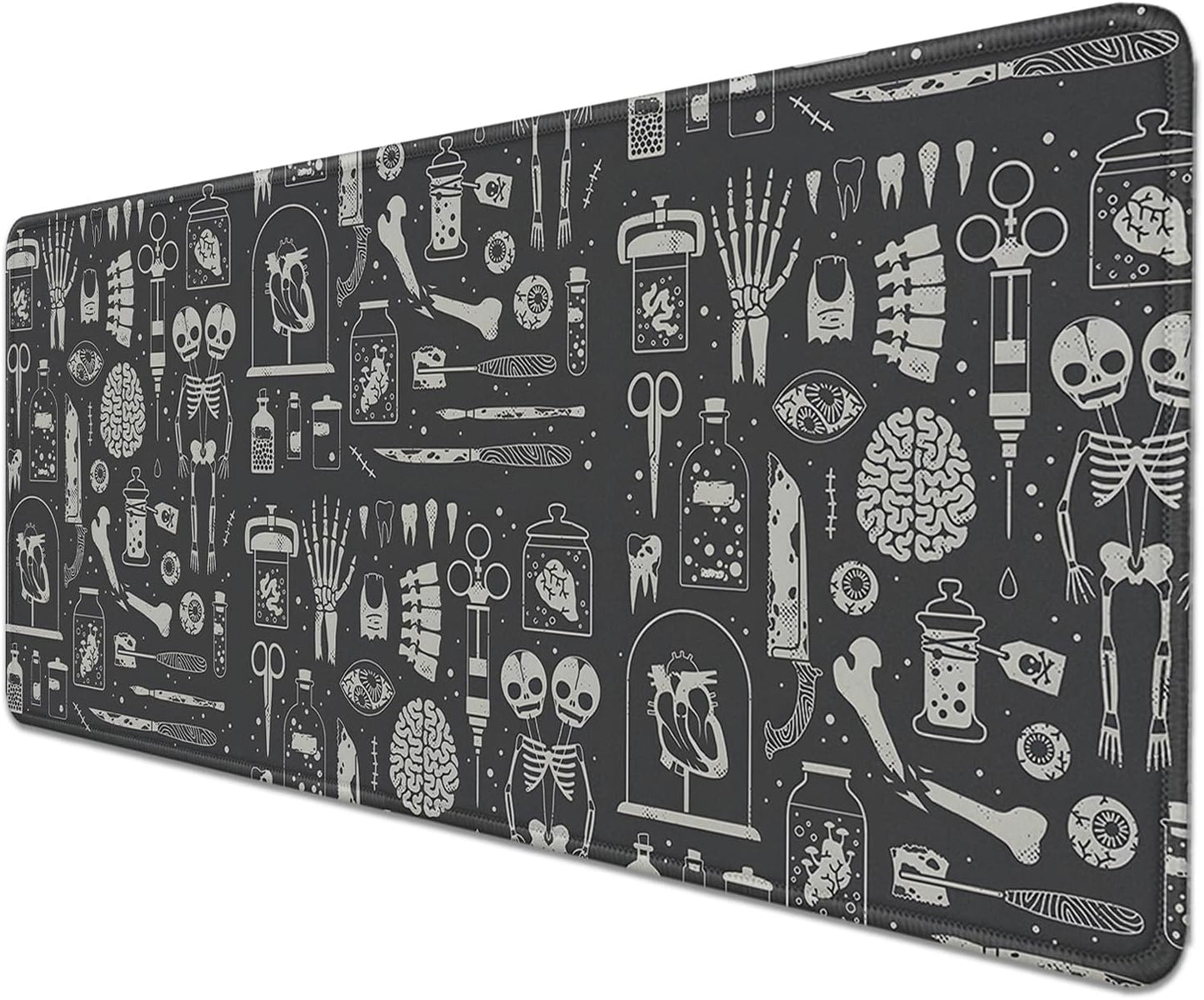 Human Skeleton Medical Mouse Pad,Large X Ray Mousepad Desk Pad with Stitched Edges,Non-Slip Waterproof Rubber Base Mouse Mat for Office Computer Keyboard Laptop Home(27.5x11.8 in)