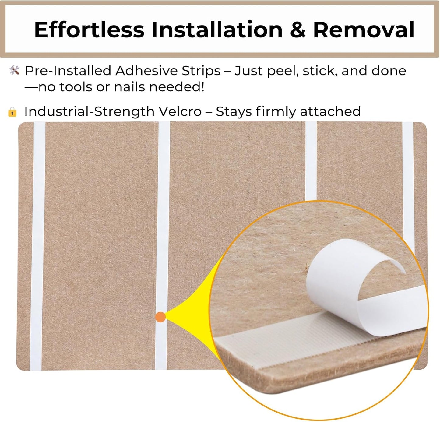 Foldable Large Felt Bulletin Board for Wall 60"x 36", Decorative Picture Framed Display Board with Self-Adhesive Tape for School, Home, Kitchen & Office Walls, Includes 30 Pins, Oatmeal