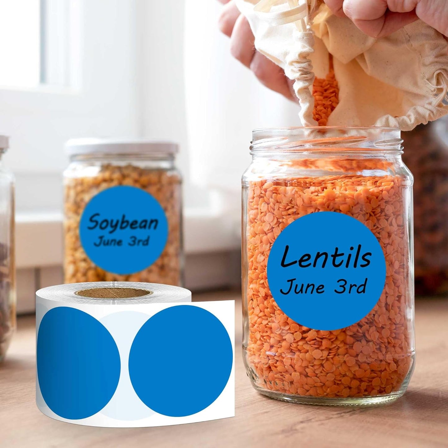 PARLAIM 2 inch Round Color-Code Dot Sticker Labels, 4 Rolls 2000 Adhesive Label Pack in Dispenser Box, Blue