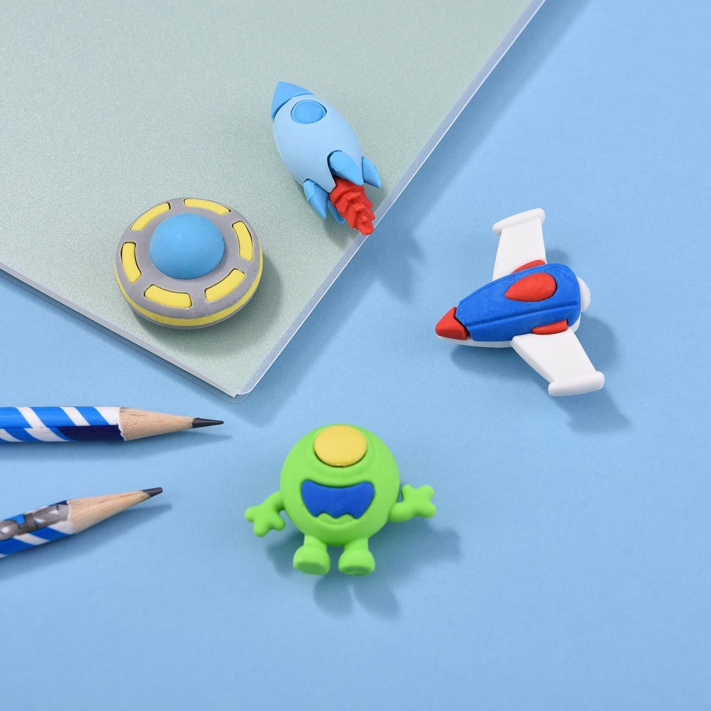 24 Pakc Alien Ship Erasers for Kids, 3D Puzzle Erasers for Boys Girls, Fun Eraser for School Supplies Prize Gifts Party Favors