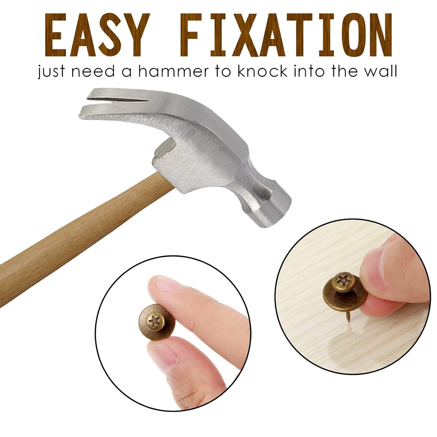 Push Pins Picture Hangers Double Headed Thumb Tacks Wall Hooks for Wall Hangings Picture Hangers Nails Small Photo Hanging Hook Pins for Home Office Photo Decor(Bronze,50 Pieces)