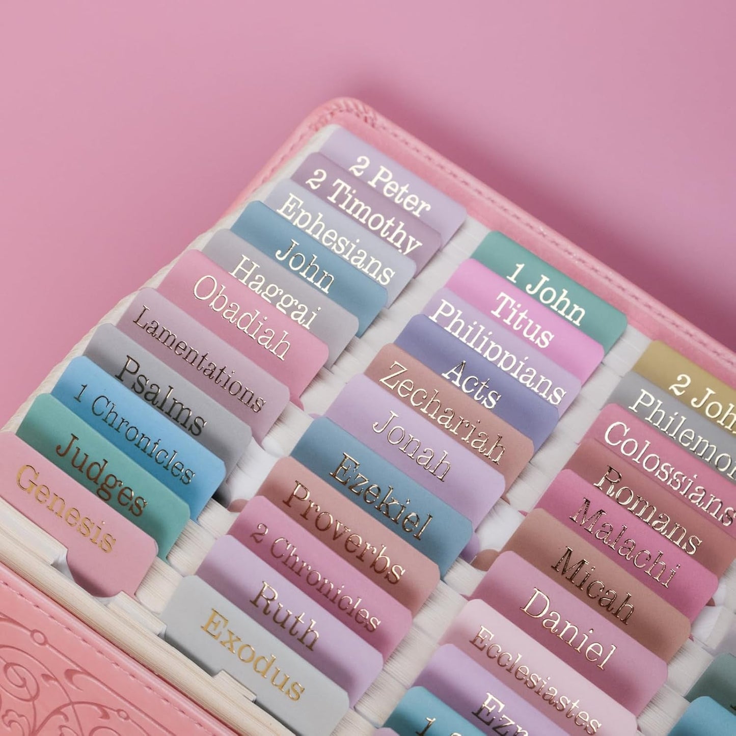 UPAFEXXI-Laminated Bible Tabs (Gold Foil Embossed Lettering), Bible Tabs for Women and Men, Reposition Large Print Stickers, Easy to Read and Apply, 80Chapters Labels for Easy Navigation