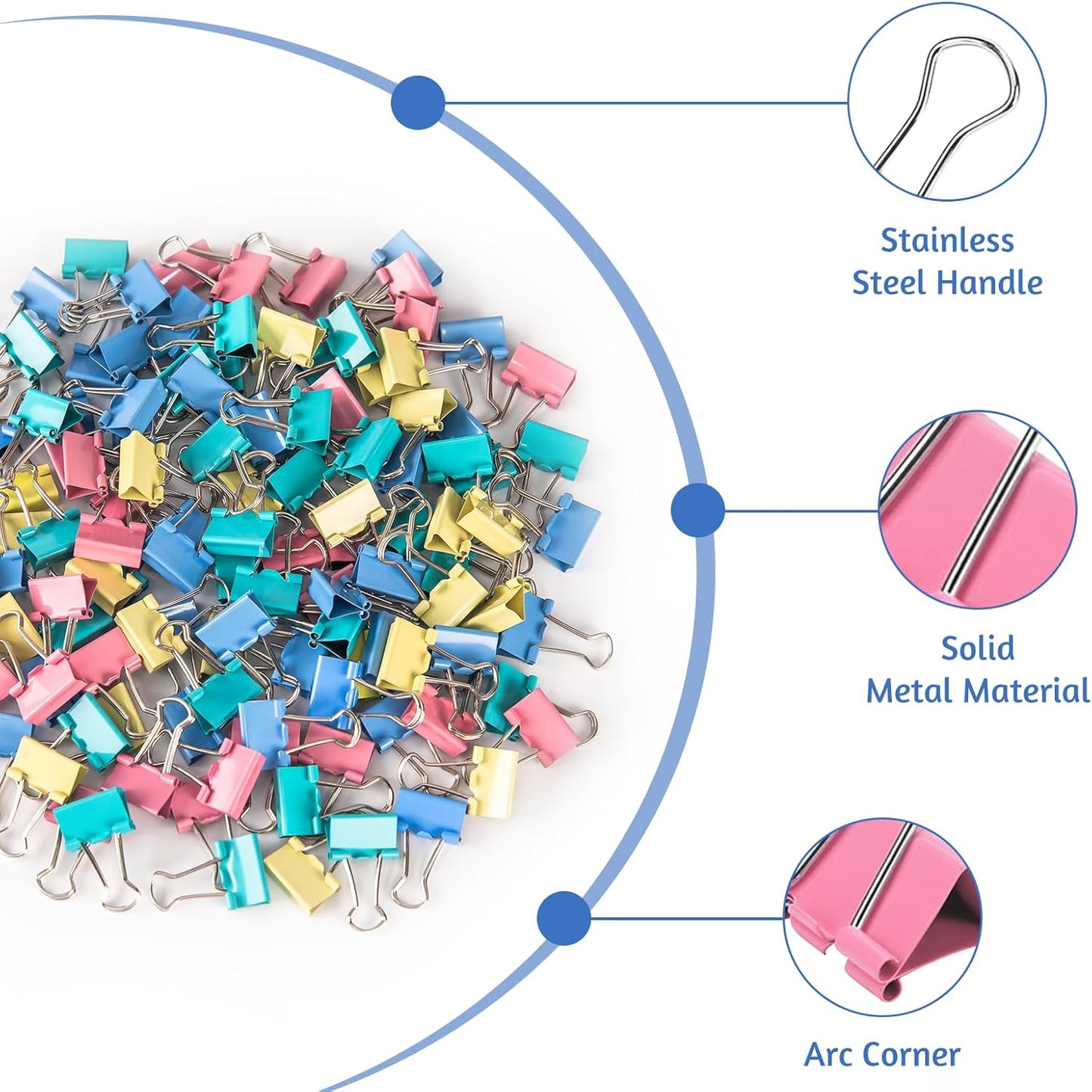 120 Pack Mini Binder Clips, Color Binder Clips, Small Paper Clips 15mm 5/8 Inch. Micro Size Office Clips for Home School Office and Business.