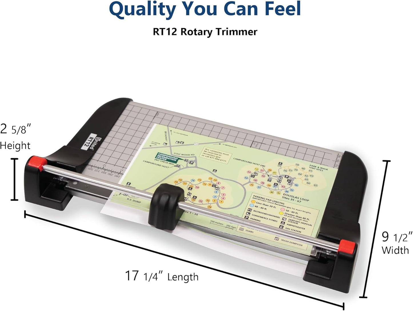 United Office Products RT12 Rotary Paper Trimmer, 12.5" Cut Length, 10 Sheet Capacity, Metal Base, Paper Cutter for Offices, Schools and Crafts