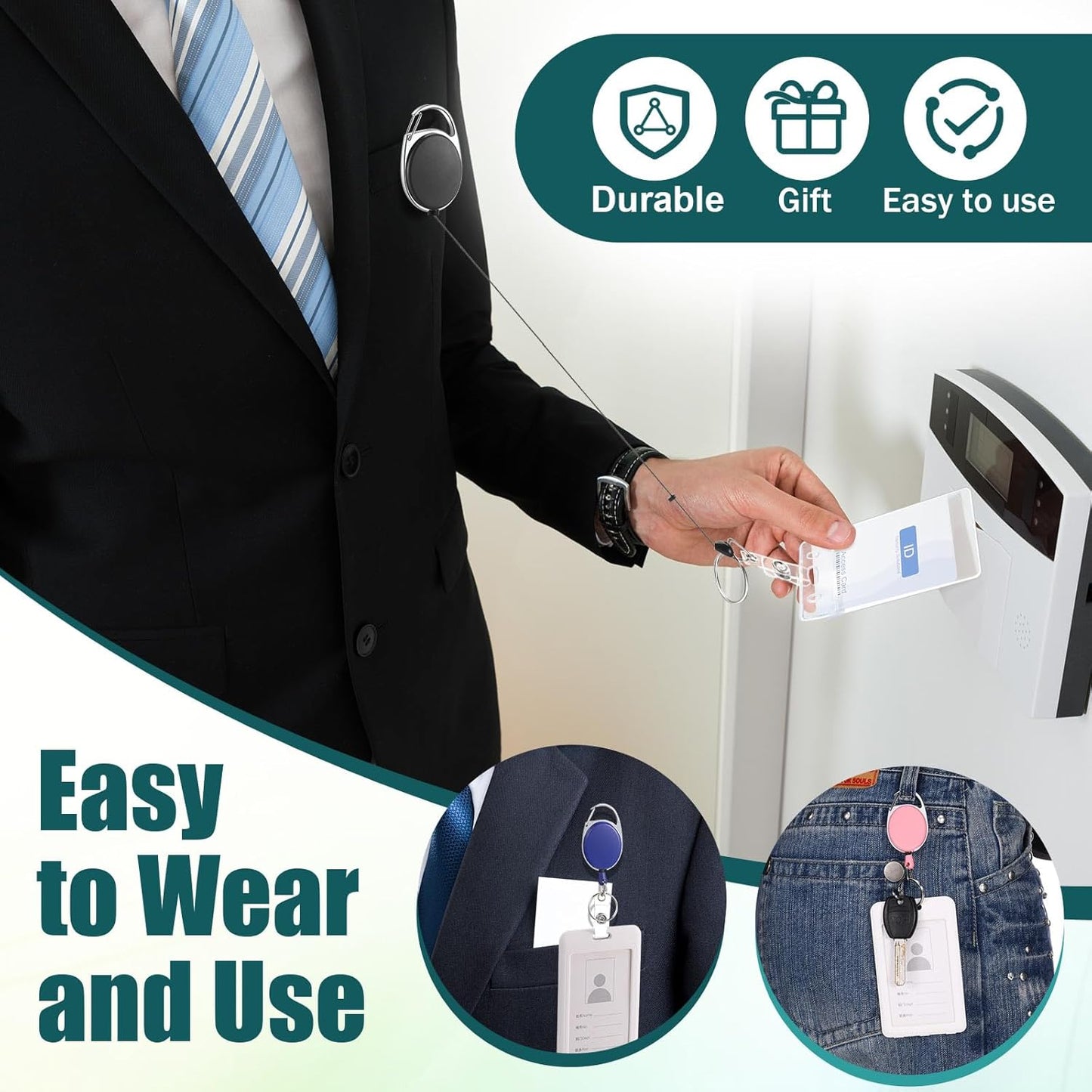 Laumoi 80 Packs Retractable ID Badge Holder Name ID Badge Reel Clips Keychain with Belt Clip and Key Ring for Office Worker Doctor Nurse Employee (Classic Color)