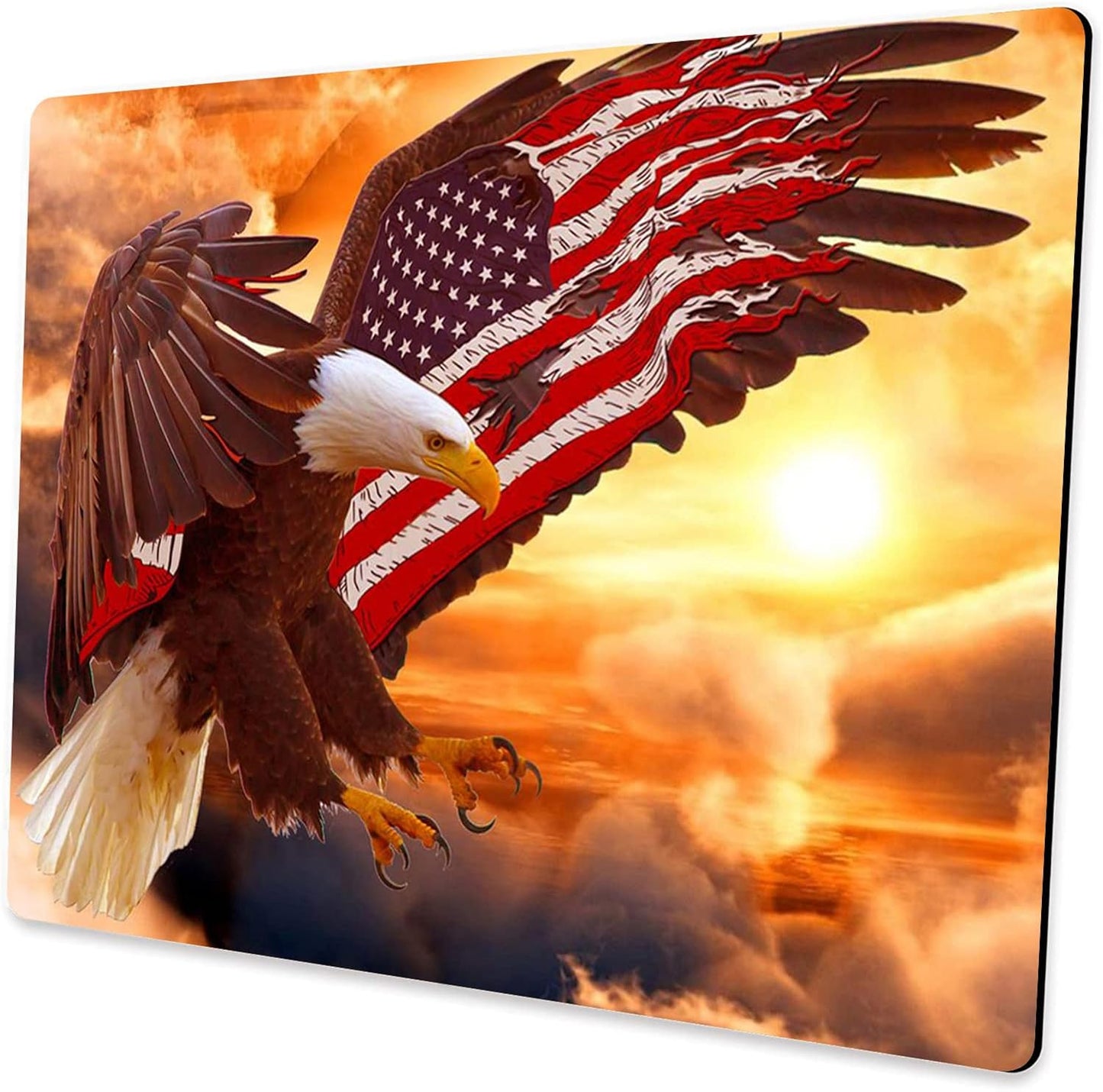 Customized Square Gaming Office Computer Mouse Pad, American Flag Eagle Anti Slip Rubber Desktop Mouse Pad