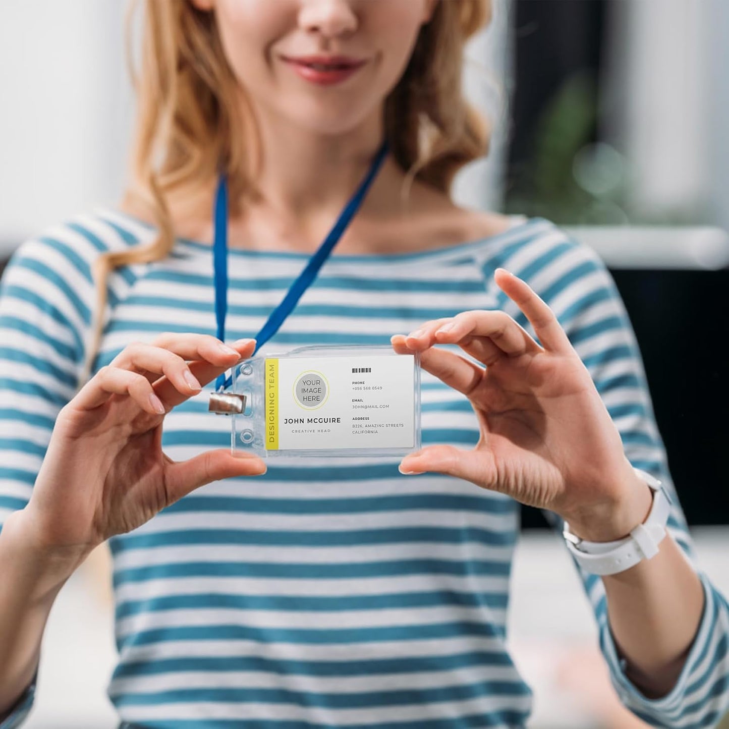 Customizable Name Badges Insert and Holder,3x4 Inch Horizontal,White Printable Name Tag Insert Refills for Name Tag Holder,Laser/Inkjet Printable,100 Badges Insert and Badges Holder