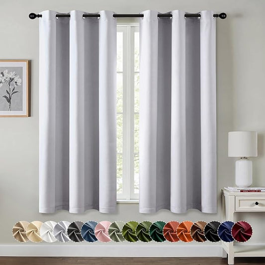 MIULEE Bedroom Blackout Curtains Thermal Insulated Room Darkening Drapes for Living Room Kitchen Grommet Top Light Blocking Window Treatment Curtains, 40 x 54 Inches Long, 2 Panels, Greyish White