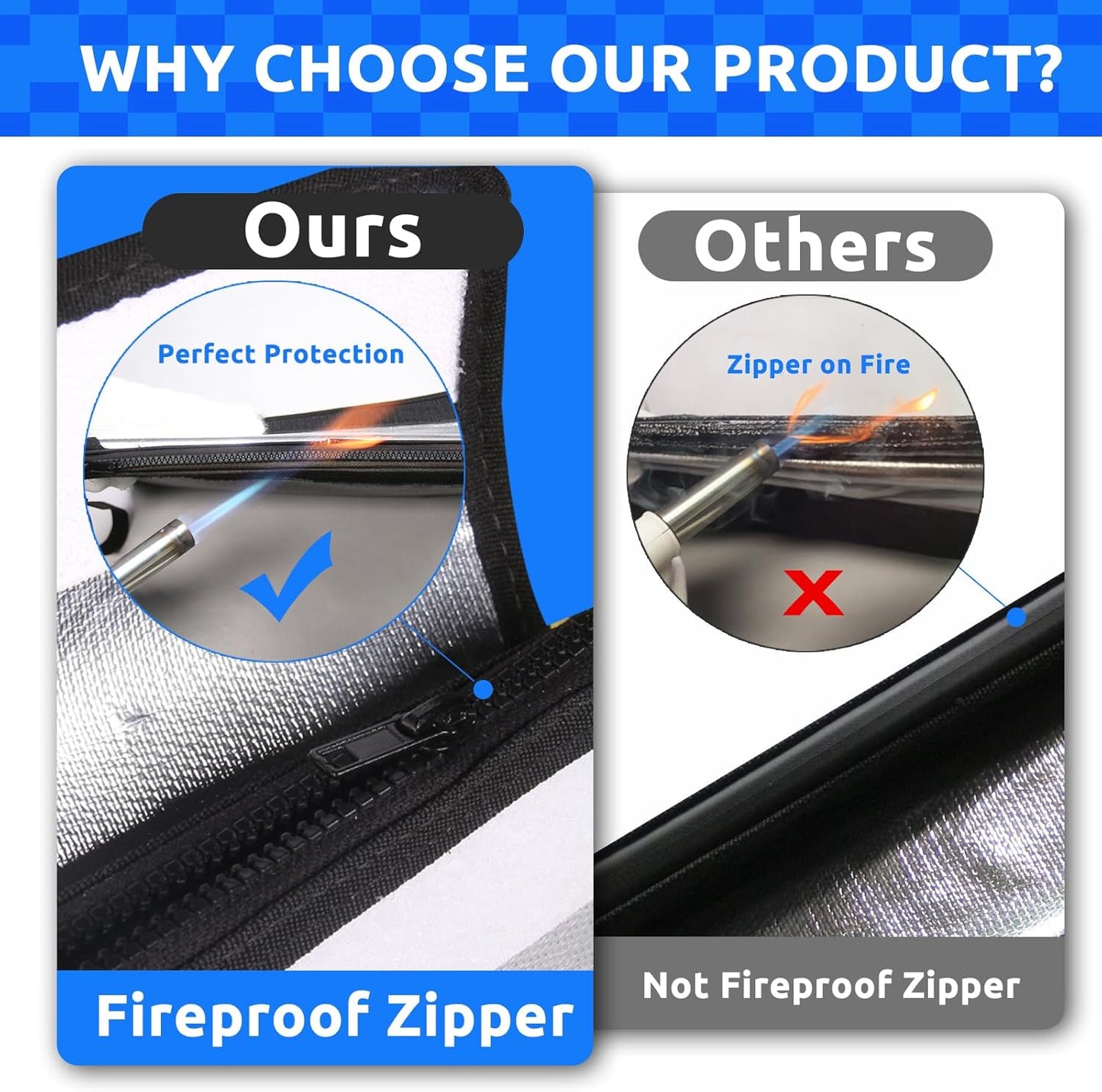 6200°F Fireproof Document Bag with upgrated Fireproof Zipper, Fire Proof Money Bag for Cash with Hand Strap, 9 Layers of Heat Insulated Materials, Water Resistant Fireproof Bag for Documents,Safe Bag