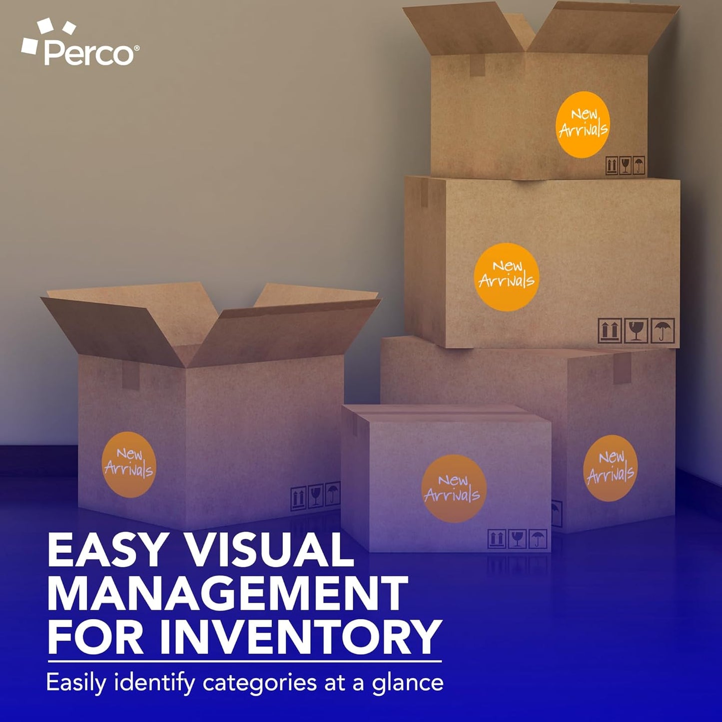 Perco Fluorescent Orange 4-Inch Round Circle Dot Sticker Labels with Easy Peel Perforation - 400 Labels per Roll - Strong Adhesion, Vibrant Colors for Organizing, Crafting & More - Made in USA