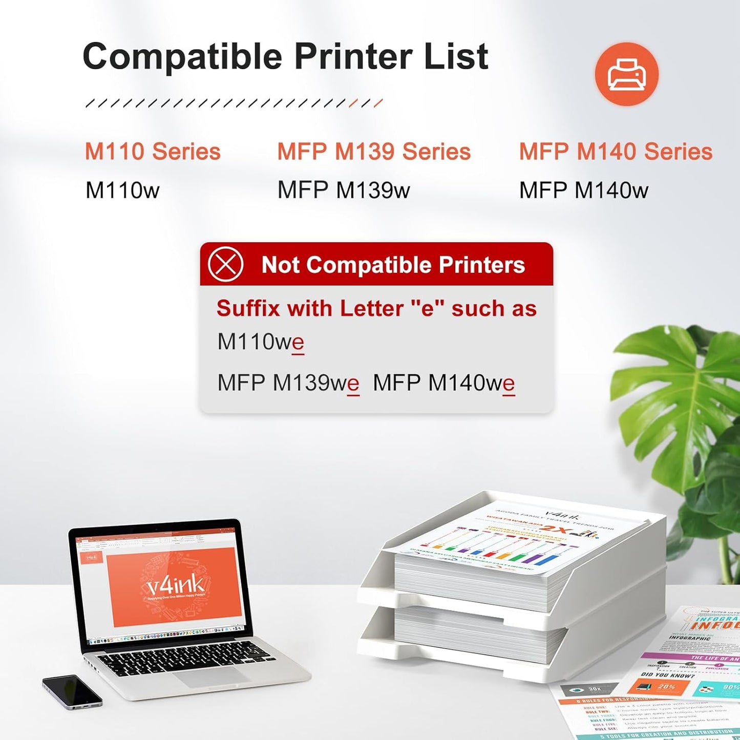 v4ink 141A 141X Toner Cartridge (with CHIP) Replacement for HP 141A W1410A W1410X 141X Black Toner Cartridge use for HP Laserjet M110w MFP M139w M140w Priner, High Yield 2,000 Pages-2 Pack