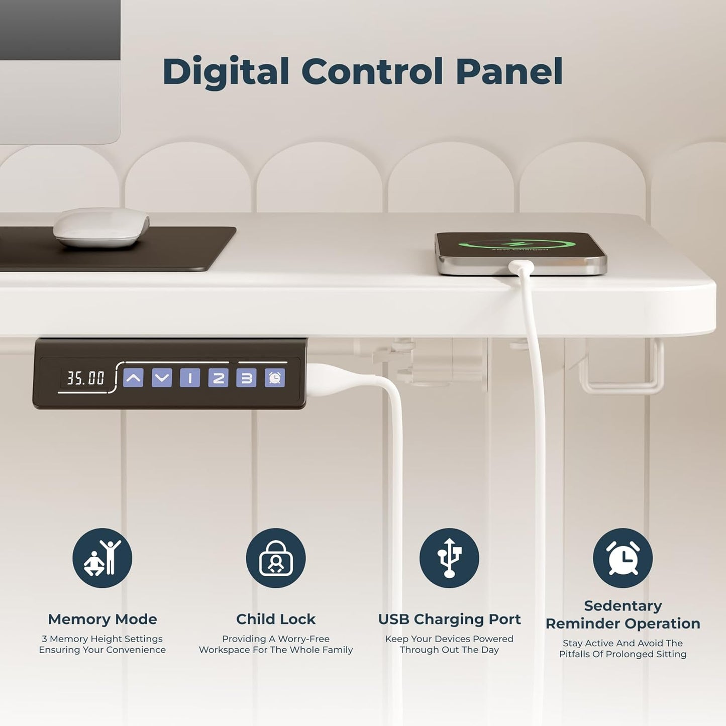 Adjustable Standing Desk, Large 79x31 Inches Standing Desk with Cable Management, Height Adjustable Home Office Computer Desk with Memory Preset&Charging USB Port&Sedentary Reminder