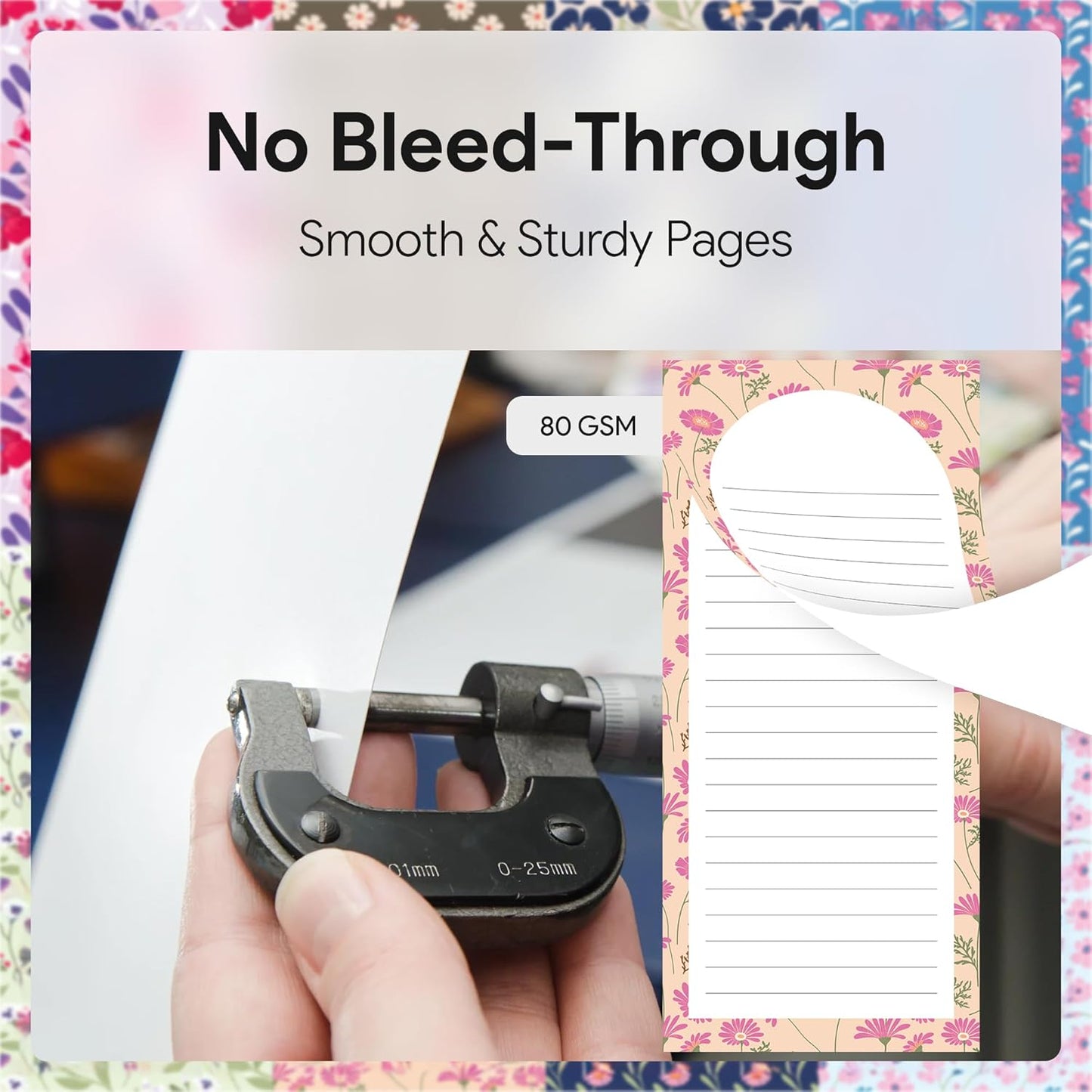 Magnetic Notepads – Notepads for Grocery List, Shopping List, To-Do List, Reminders -Strong Magnetic Back- Memo Notepad | 8 pack Medium | Floral Style