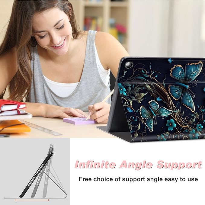 for Amazon Kindle Fire Max 11 Case (13th Generation, 2023 Release) 11",Slim Lightweight Smart Shell Stand Cover with Auto Wake/Sleep for All-New Fire 11 Max Tablet,Purple Butterfly Flower