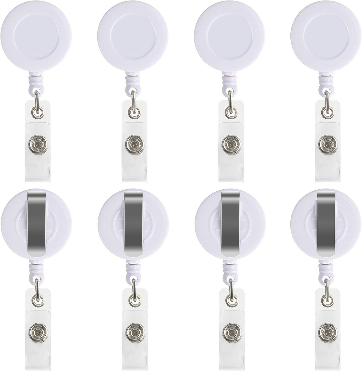 JANYUN 50 Pcs Retractable Badge Reel Clips Holder for Hanging ID Card Key Chain (White)