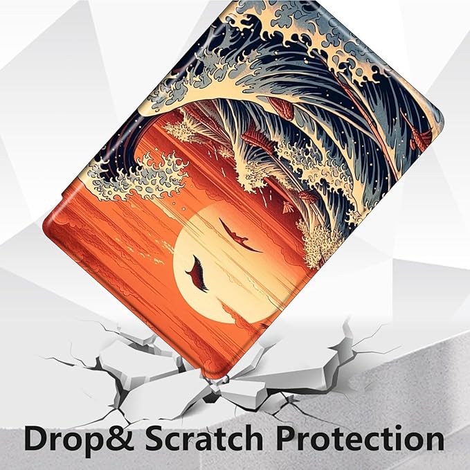 for Fire HD 10 Tablet Case 11th Generation 2021 and Amazon Fire HD10 Plus Case 10.1", 360 Degree Rotating Stand Smart Protective Case,for Fire HD 10 2021 Tablet,Ocean Sunset