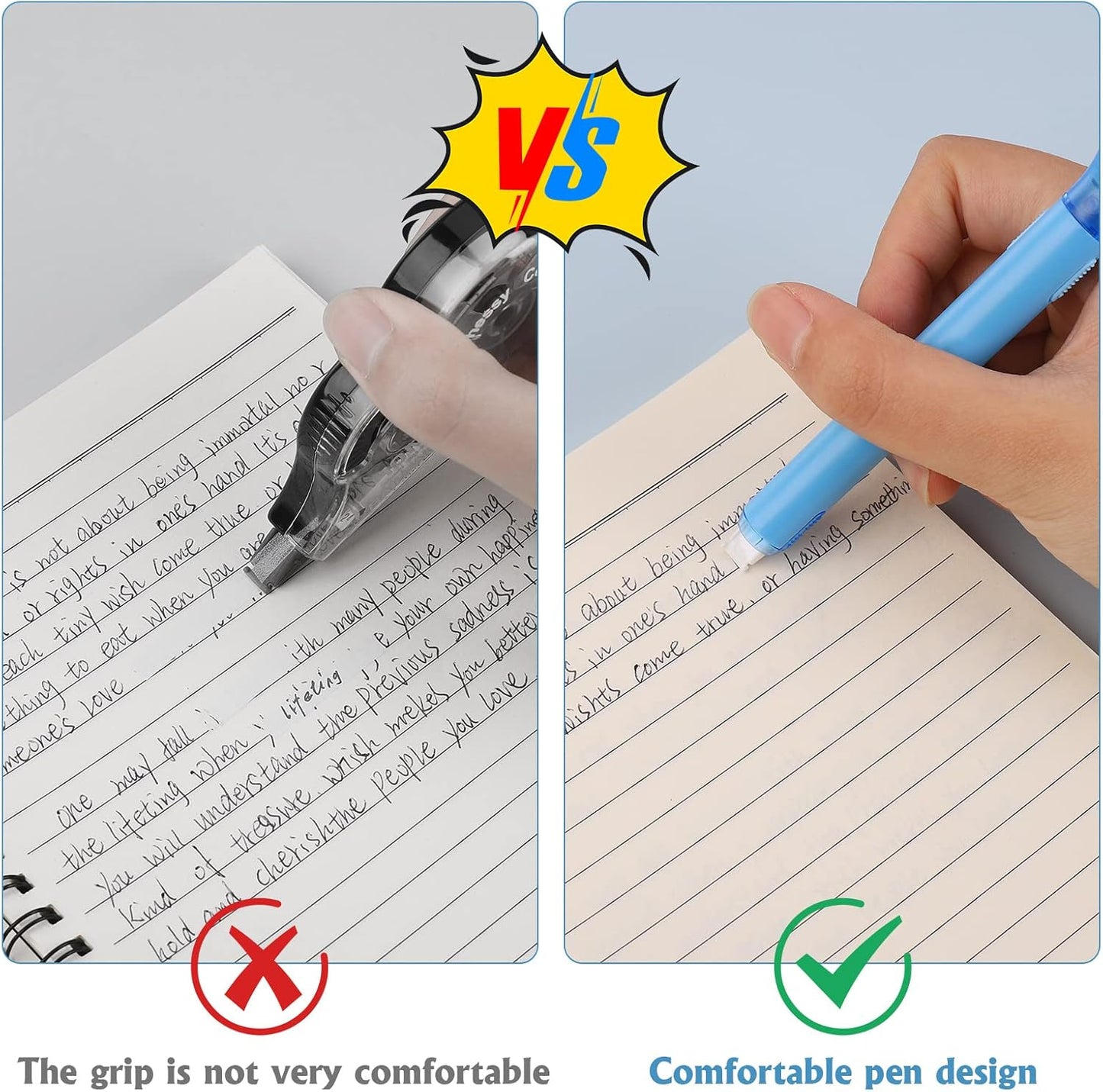 8 Pack Correction Tape Pens, 8 Color Comfortable Pen Shape Correction Pen Tape Pens Easy to Use Applicator for Instant Correction School Office Supplies, 1/5" X 236"