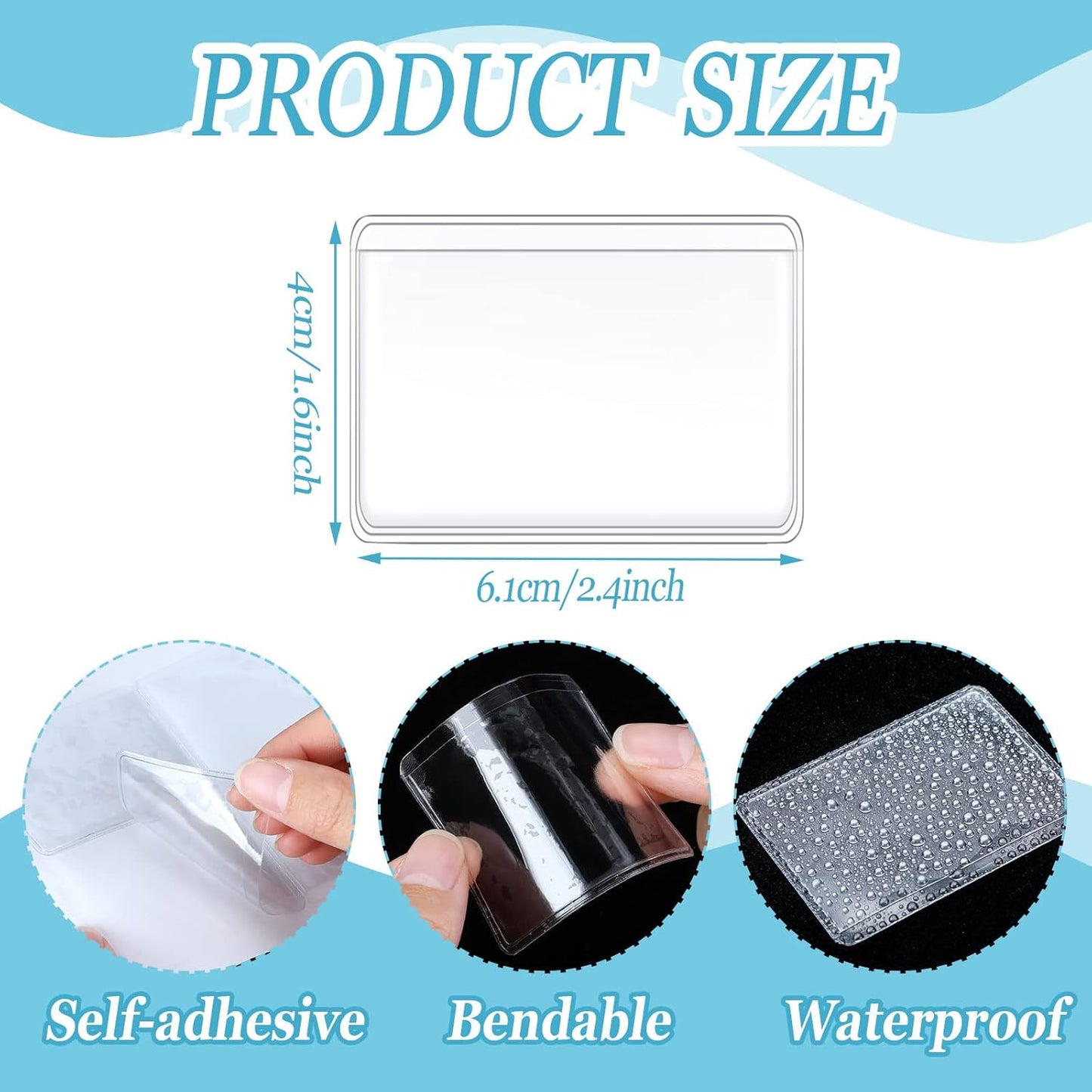 Jeyiour 100 Pcs Label Holders Adhesive Nameplate Pockets Storage Bin Labels Index Card Holder Shelf Plastic Peel Stick for Classroom Supermarket Bookshelf Library Student Box Drawer (2.4 x 1.6 Inch)