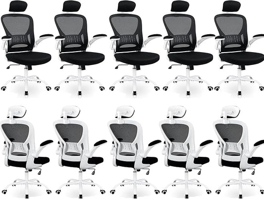 10 Pack Office Chair Ergonomic Desk Chair Comfort Adjustable Height with Wheels，Lumbar Support Mesh Swivel Computer Home Office Chair,Conference Room Chairs
