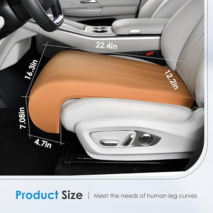 FLORICH Car Seat Extender Leg Extender Support Cushion for Driver Seats Office Chair, Leather Carseat Leg Support for Long Drivers Universal Car Seat Cushion Legs Rest Pads-Dark Brown