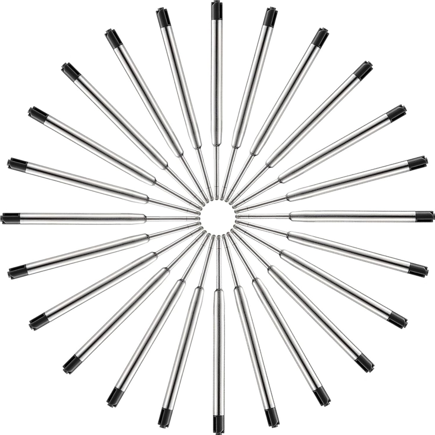 DunBong Pen Refills, Black Ink Refill Pack of 5, Replaceable Ballpoint Pen Refills, Medium Point Metal Refill (Black)