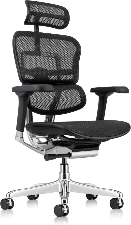 Ergohuman Eurotech ME7ERG GEN2 High Back Mesh Office, Computer, or Gaming Chair w/Tilt Tension Control & Lock, Back Angle/Height, Swivel Arms, Seat Height,/Depth, and Arm Height Adjustments, Black