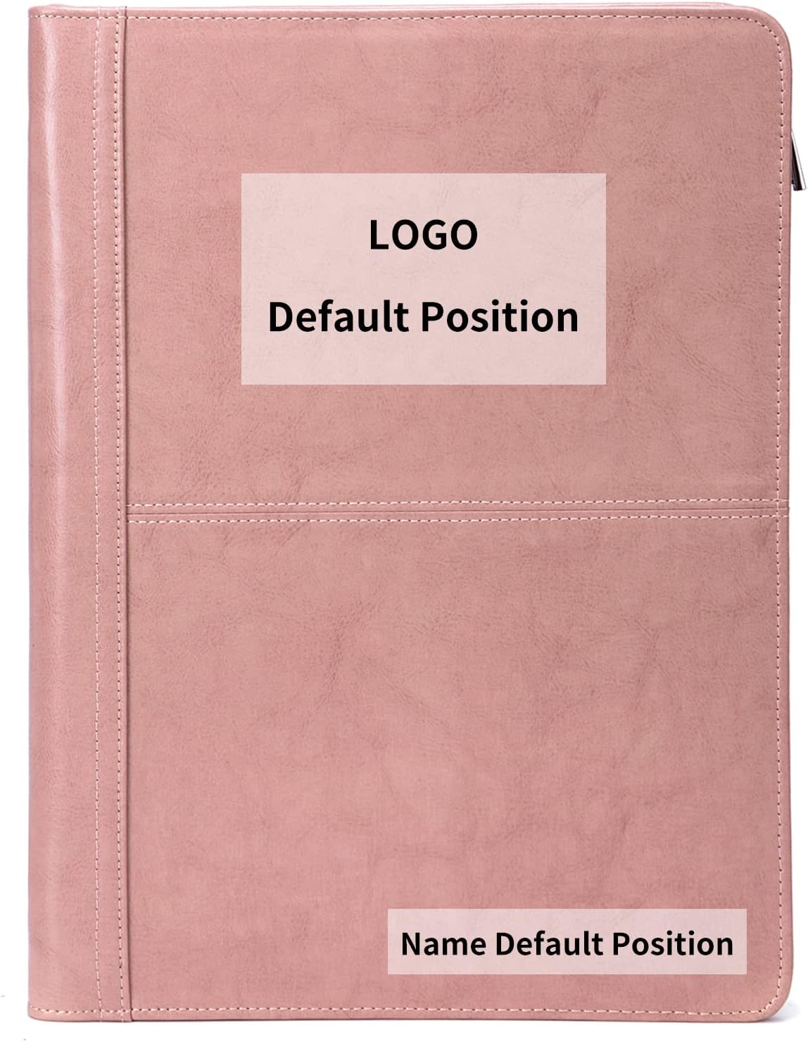 Personalized Leather Portfolio with 3 Ring Binder, Vegan Leather Padfolio Zippered, A4 Notebook Holder Customized Business Folder Organizer Gift for Women, Pink