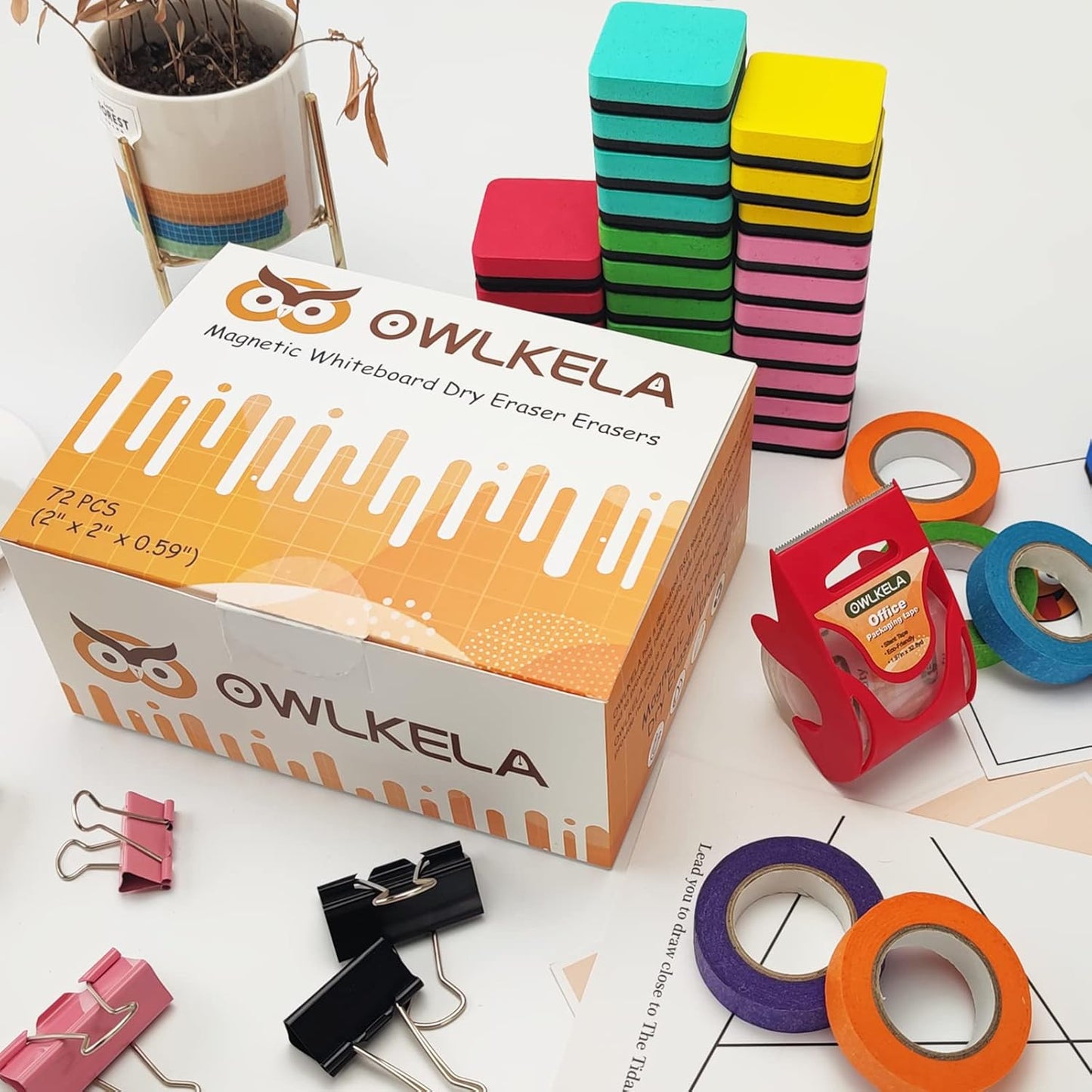 72 Pack Whiteboard Eraser for Kids and Adults, Washable and Reusable Magnetic Whiteboard Eraser for Cleaning Dry Erase Markers on Magnetic Soft Whiteboard, Glass Whiteboard and Dry Erase Board