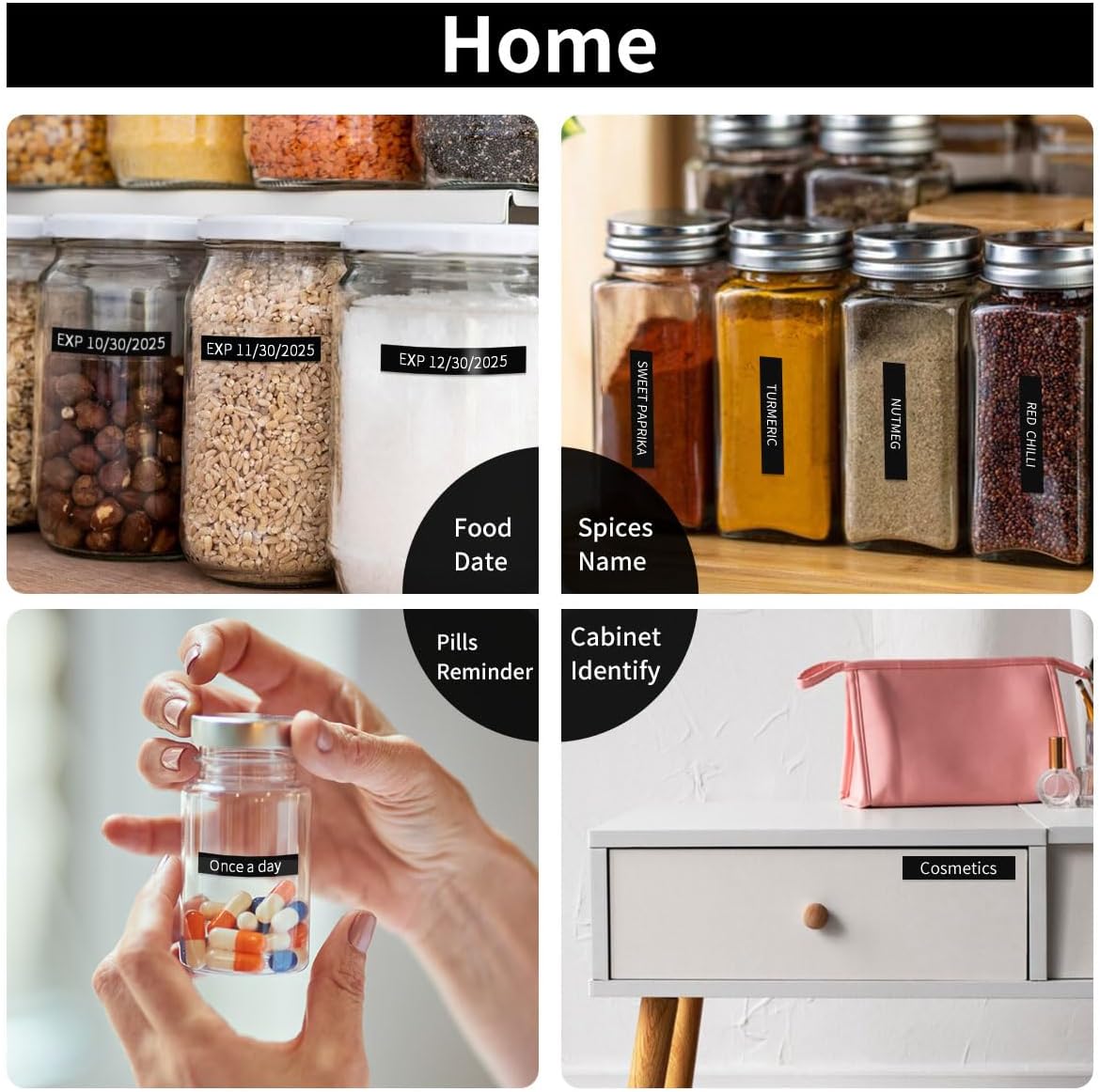 Fimax 4 x Label Maker Tape White on Black M-K335 MK 335 Replacement Brother P Touch M Tape 12mm 0.47 Black, Compatible with Brother P Touch PT-M95,PT-90,PT-70,PT-65,PT-85 Label Maker Refills