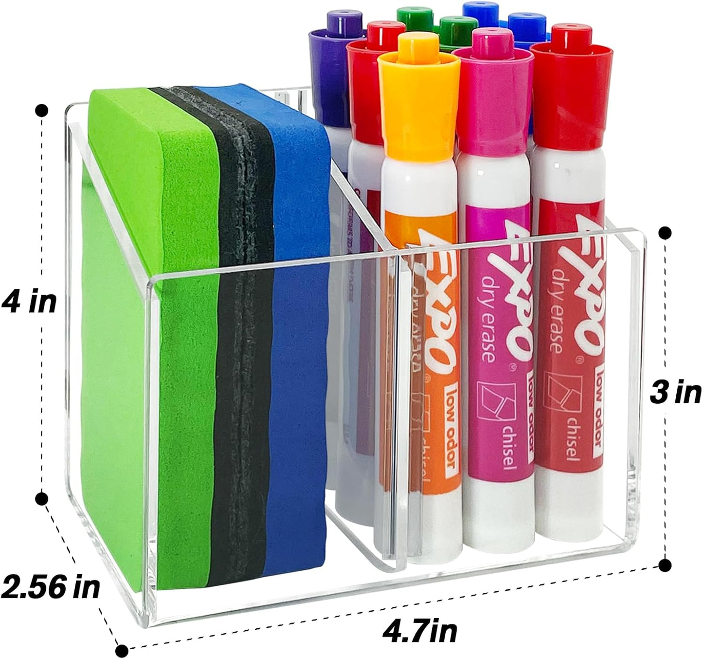 Magnetic Dry Erase Marker Holder, Clear Acrylic Magnetic Pen Marker Holder for Whiteboard, Fridge, Office, Home, Locker