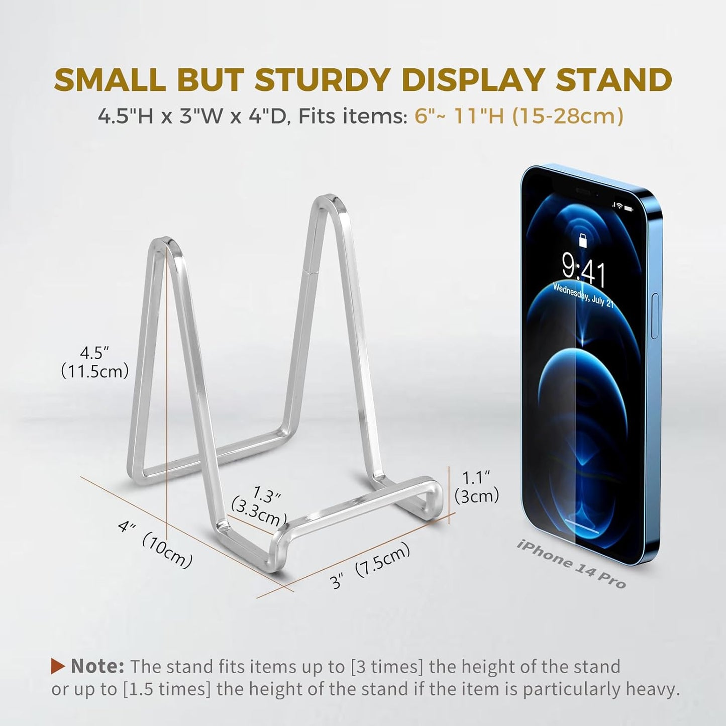 DIDUDIDU Plate Stands for Display - 4.5 Inch Small Iron Easel Holders for Decorative Plates, Picture Frames, Photos, Plaques (Silver, 3 Pack)