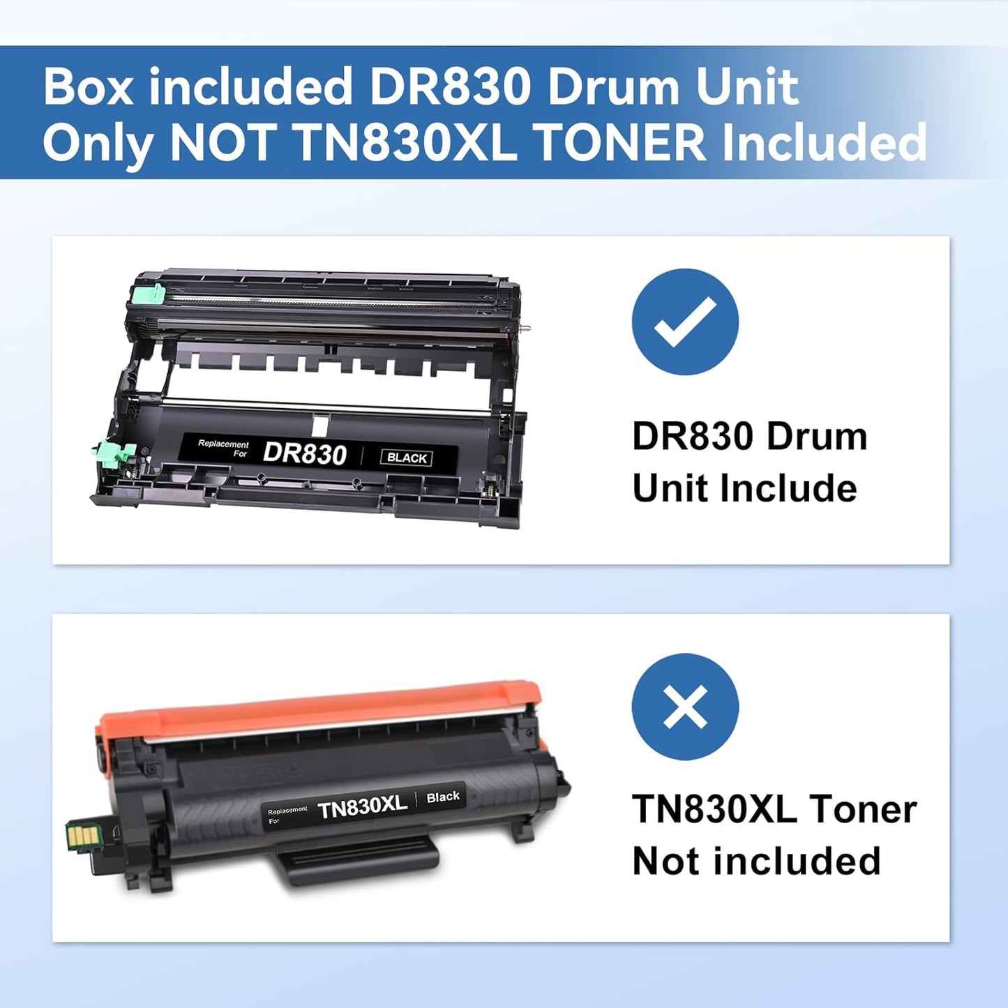 MYTONER Compatible Drum Replacement for Brother DR-830 DR830 Drum High Yield for DCP-L2640DW MFC-L2820DW HL-L2400D HL-L2460DW HL-L2405W HL-L2465DW HL-L2480DW MFC-L2820DW XL Printer, 2 Packs