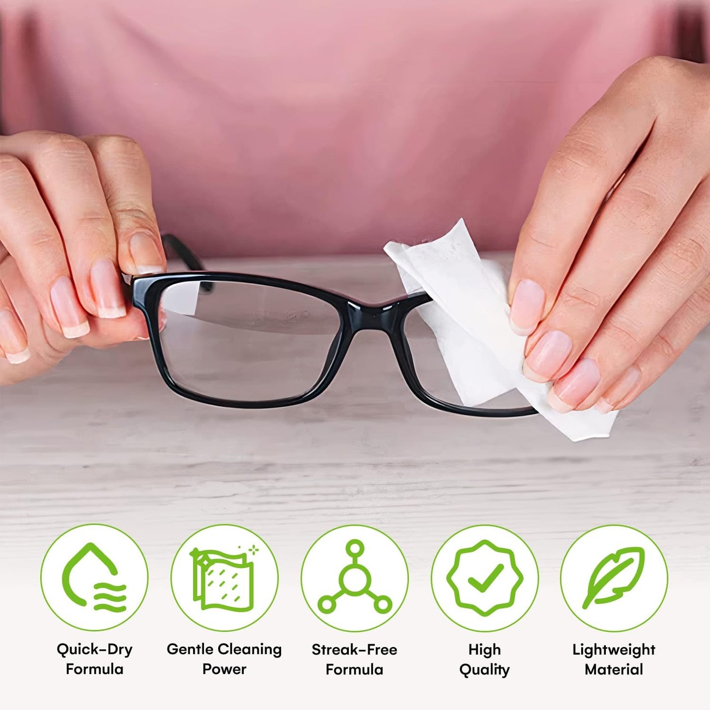 Care Touch Lens Wipes for Eyeglasses- 100 Count Individually Wrapped Pre- Moistened Wipes, 5 x 6 Inch- Camera Lens, Sunglasses and Glasses Cleaner,- Gentle and Portable for Cleaning of Optical Devices