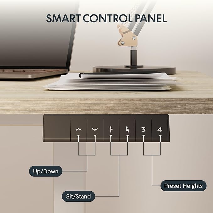 FLEXISPOT EN1 One-Piece Standing Desk, 40 x 24 Inches Electric Height Adjustable Desk for Home Office (White Frame + White Wood Grain Desktop)